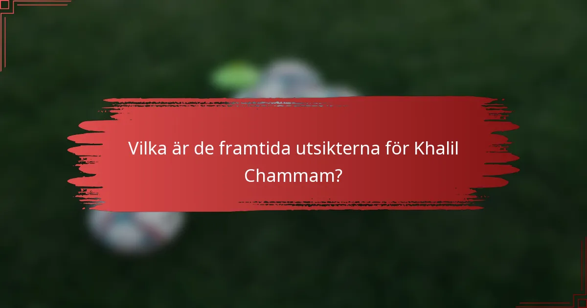 Vilka är de framtida utsikterna för Khalil Chammam?