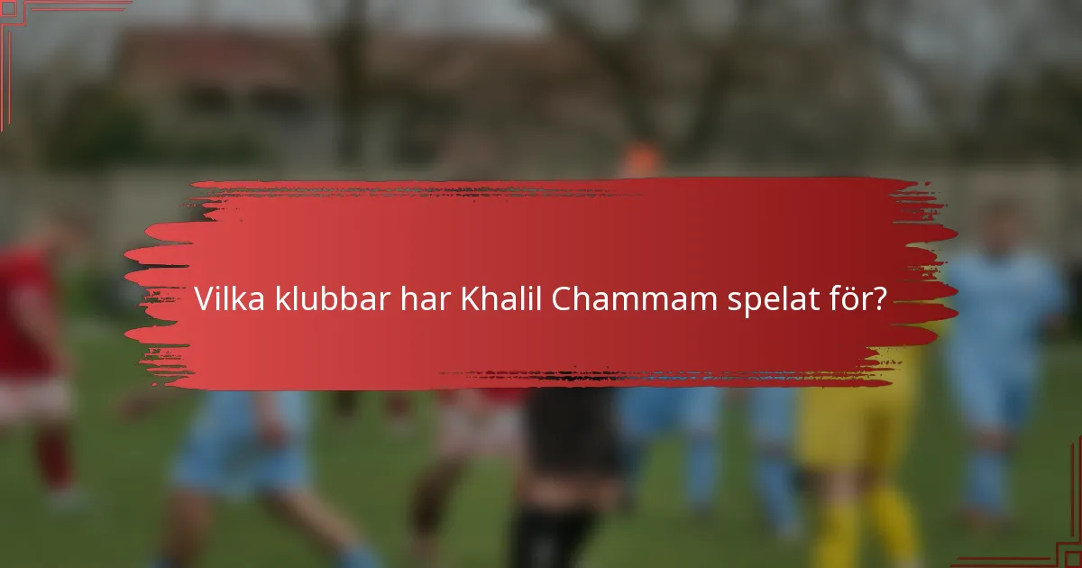 Vilka klubbar har Khalil Chammam spelat för?