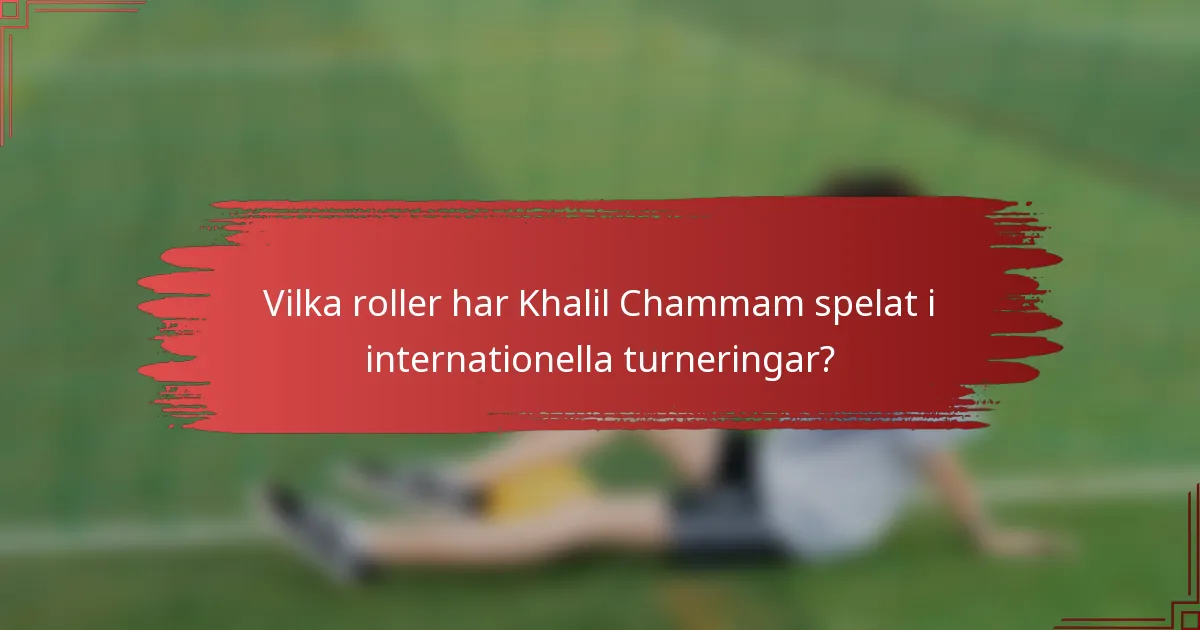 Vilka roller har Khalil Chammam spelat i internationella turneringar?