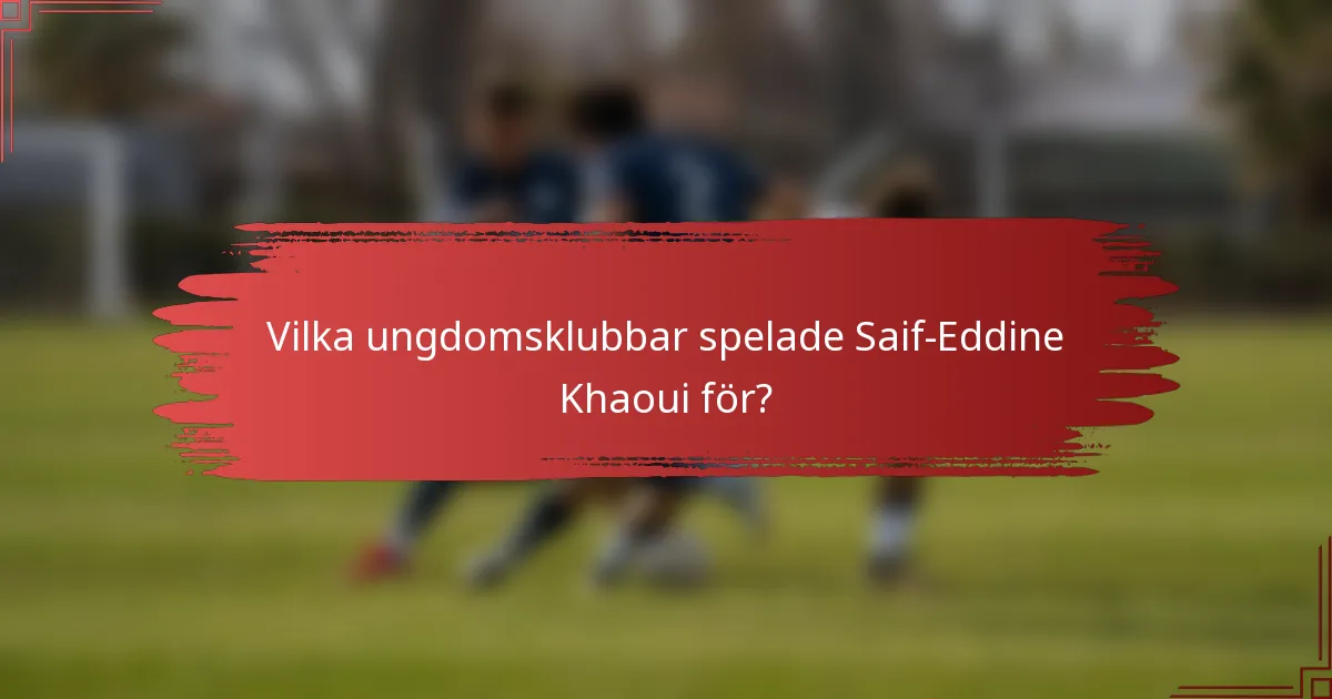 Vilka ungdomsklubbar spelade Saif-Eddine Khaoui för?