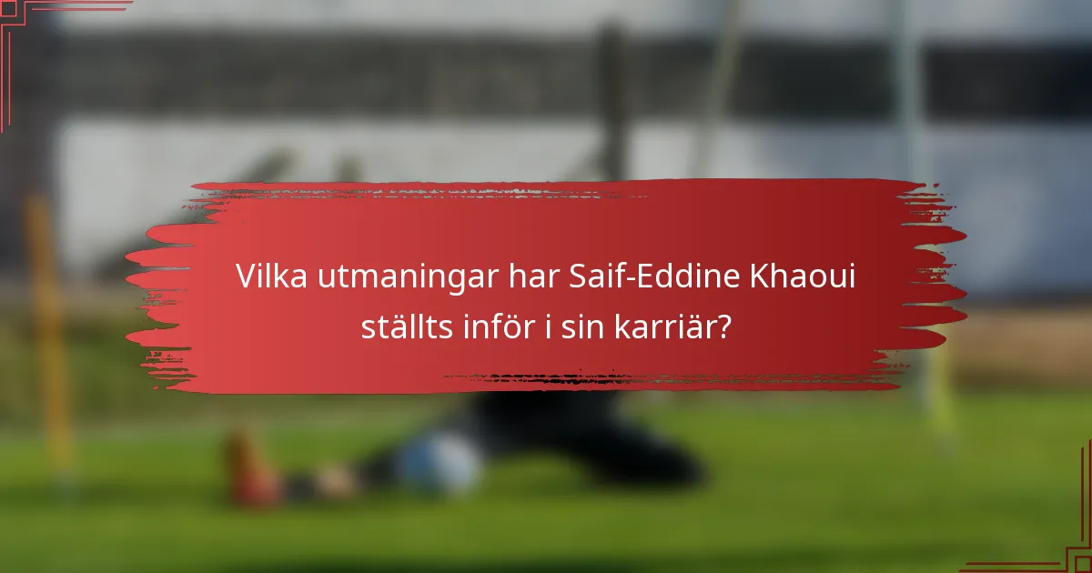 Vilka utmaningar har Saif-Eddine Khaoui ställts inför i sin karriär?